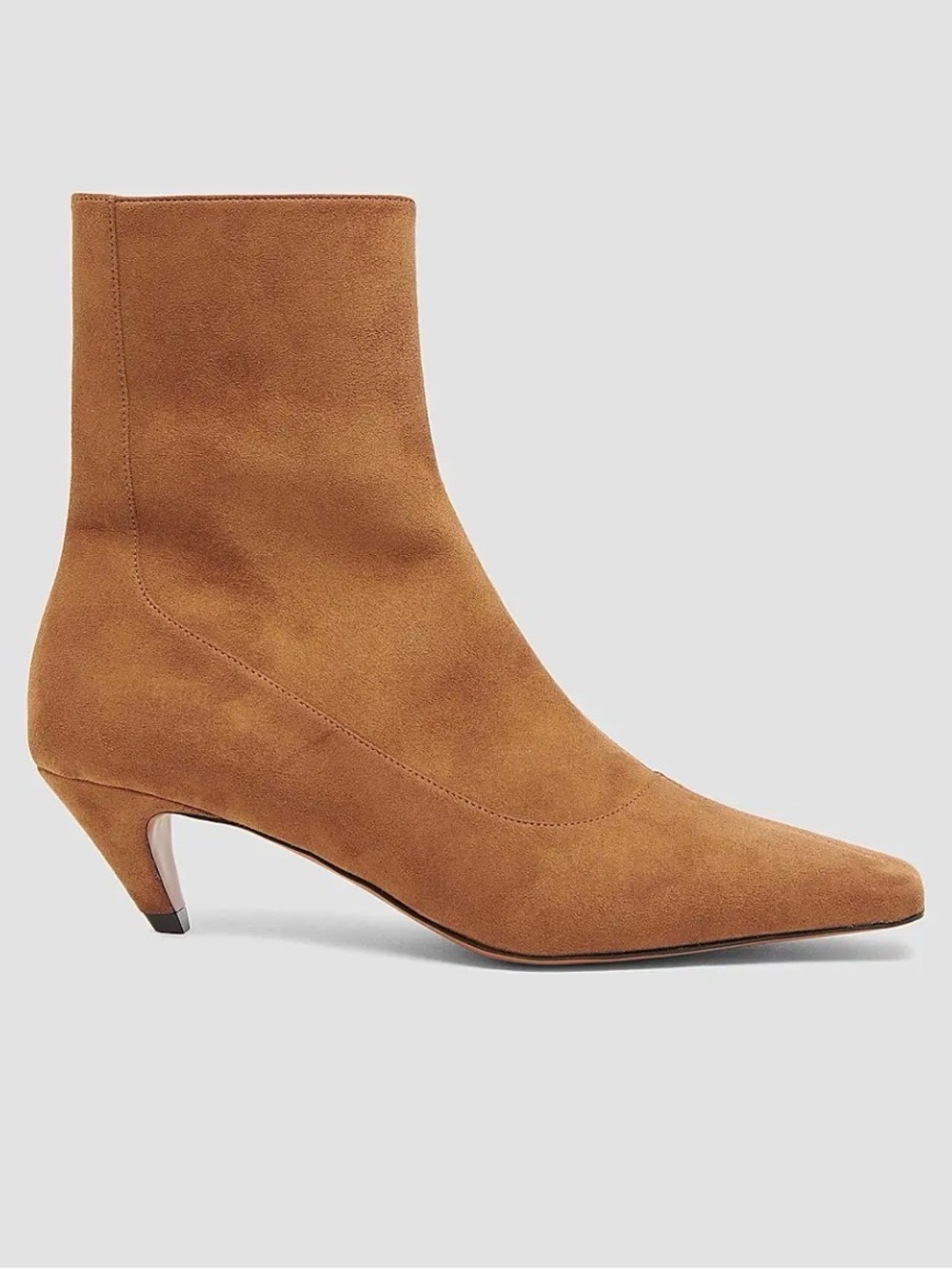 Stella McCartney Tan Suede Pointed-Toe Kitten Heel Ankle Boot